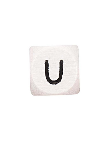 Perle lettre alphabet cube en bois blanc