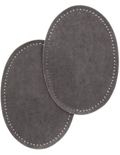 Pair of iron-on elbow and knee patches - Dark gray faux suede