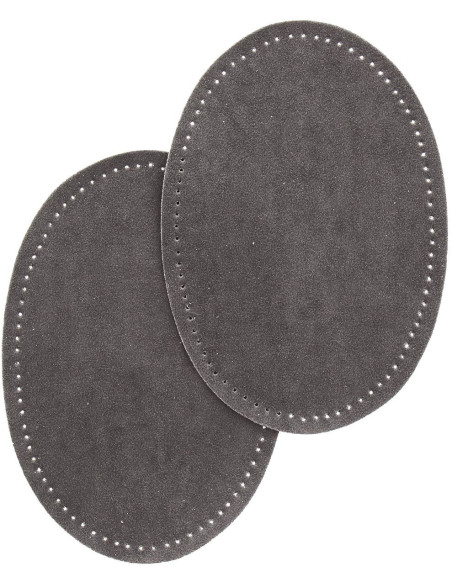 Pair of iron-on elbow and knee patches - Dark gray faux suede
