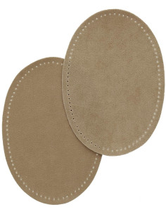 Pair of iron-on elbow and knee patches - Beige faux suede