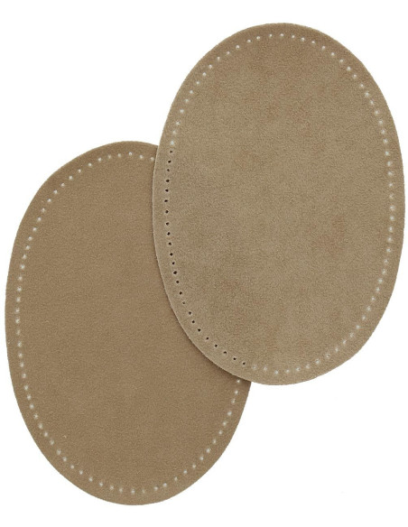 Pair of iron-on elbow and knee patches - Beige faux suede