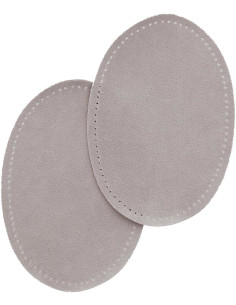 Pair of iron-on elbow and knee patches - Light gray faux suede