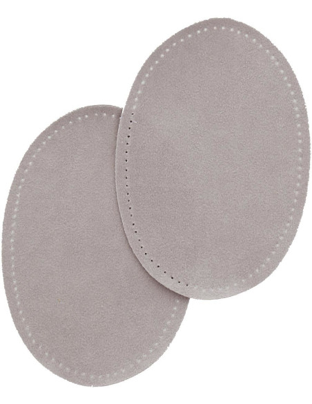 Pair of iron-on elbow and knee patches - Light gray faux suede