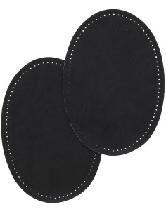 Pair of iron-on elbow and knee patches - Black faux suede