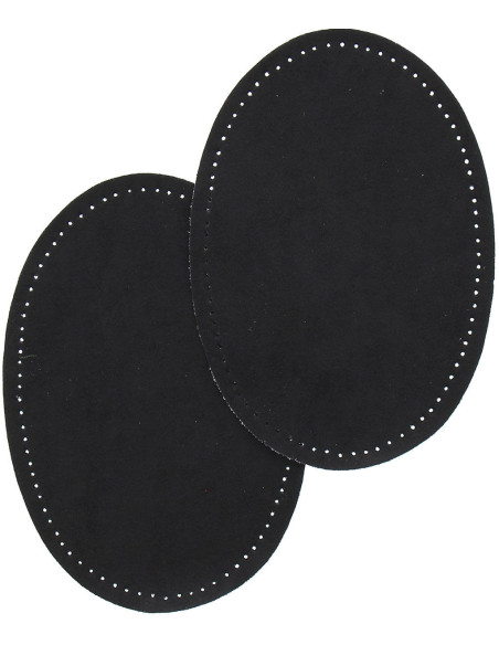 Pair of iron-on elbow and knee patches - Black faux suede