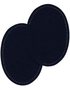 Pair of iron-on elbow and knee patches - Navy blue faux suede
