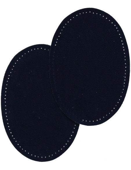Pair of iron-on elbow and knee patches - Navy blue faux suede