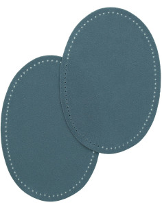 Pair of iron-on elbow and knee patches - Blue denim suede imitation