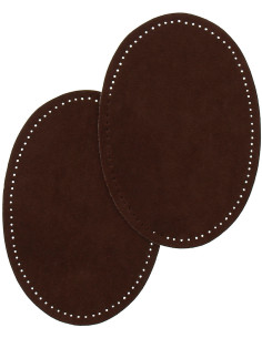 Pair of iron-on elbow and knee patches - Dark brown faux suede