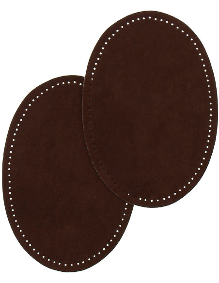 Pair of iron-on elbow and knee patches - Dark brown faux suede