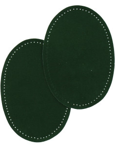 Pair of iron-on elbow and knee patches - Dark green faux suede