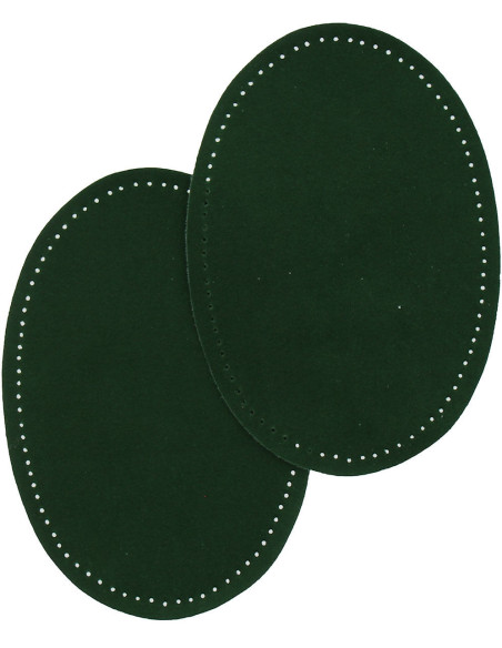 Pair of iron-on elbow and knee patches - Dark green faux suede