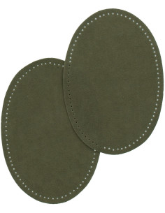 Pair of iron-on elbow and knee patches - Olive green faux suede