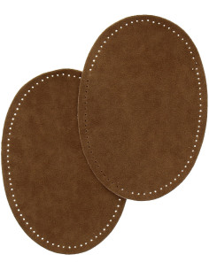 Pair of iron-on elbow and knee patches - Tobacco suede imitation