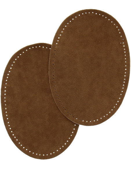 Pair of iron-on elbow and knee patches - Tobacco suede imitation