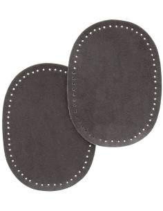 Mini pair of iron-on elbow and knee patches - Dark gray faux suede