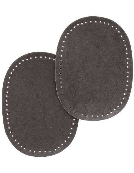 Mini pair of iron-on elbow and knee patches - Dark gray faux suede