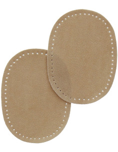 Mini pair of iron-on elbow and knee patches - Beige suede imitation