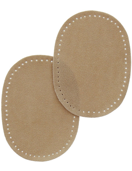 Mini pair of iron-on elbow and knee patches - Beige suede imitation