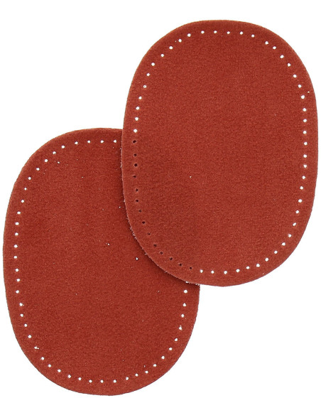 Mini pair of iron-on elbow and knee patches - Terracotta suede imitation