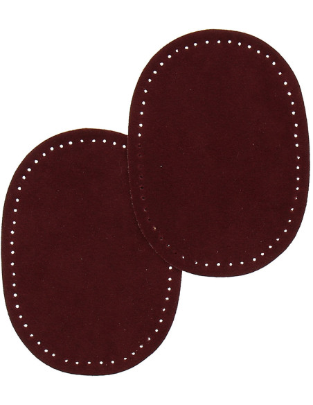 Mini pair of iron-on elbow and knee patches - Bordeaux faux suede