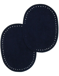 Mini pair of iron-on elbow and knee patches - Navy blue faux suede