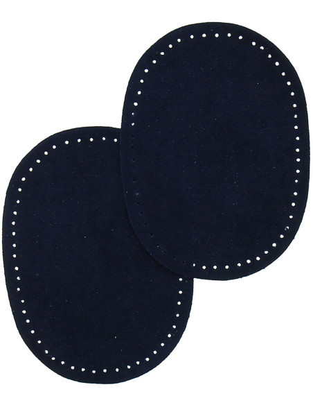 Mini pair of iron-on elbow and knee patches - Navy blue faux suede