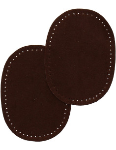 Mini pair of iron-on elbow and knee patches - Dark brown faux suede