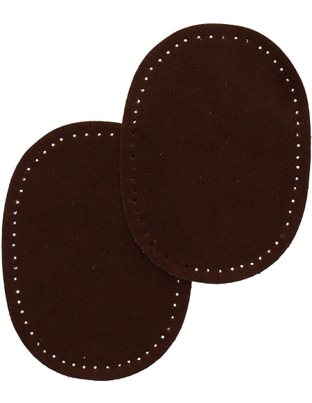 Mini pair of iron-on elbow and knee patches - Dark brown faux suede