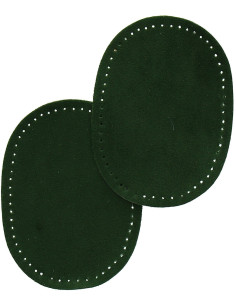 Mini pair of iron-on elbow and knee patches - Dark green faux suede