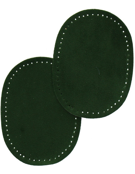 Mini pair of iron-on elbow and knee patches - Dark green faux suede