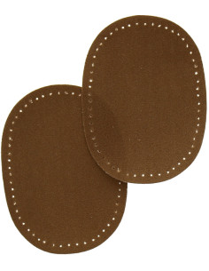 Mini pair of iron-on elbow and knee patches - Tobacco suede imitation
