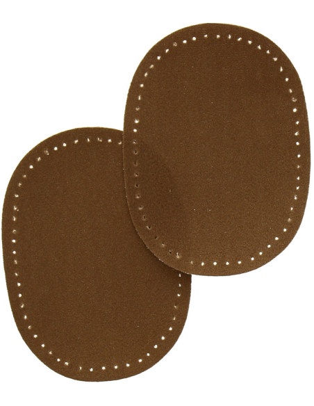 Mini pair of iron-on elbow and knee patches - Tobacco suede imitation