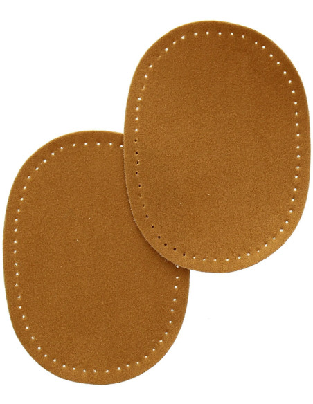 Mini pair of iron-on elbow and knee patches - Caramel suede imitation