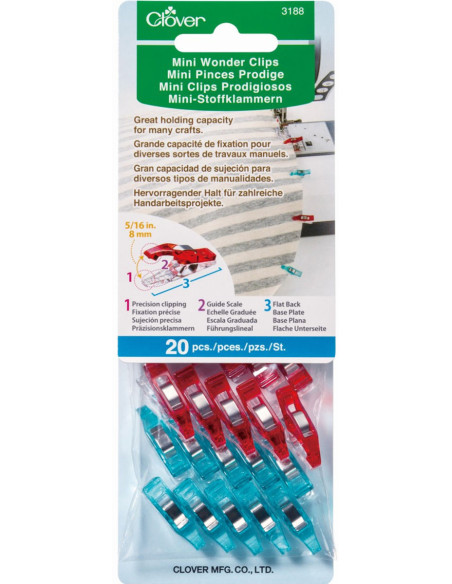 Lot of 20 mini Prodige Clover clips - Blue and red