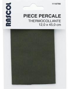 Dark olive green iron-on percale for repair