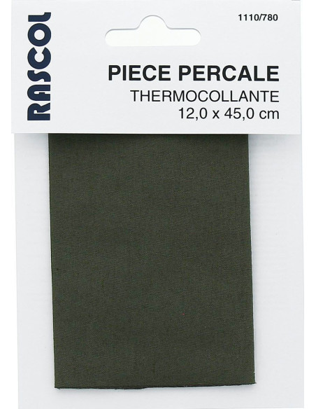 Dark olive green iron-on percale for repair