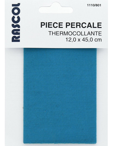 Iron-on percale for repair - Turquoise blue