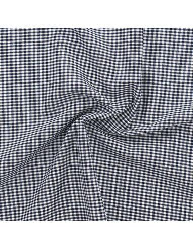 Navy blue gingham fabric - Small checks