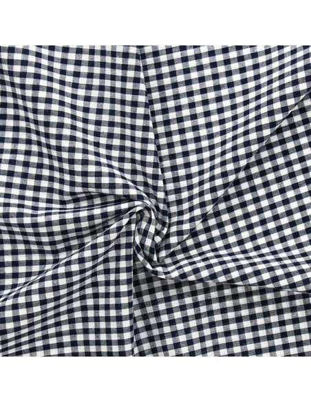 Large checkered Vichy fabric - Navy blue
