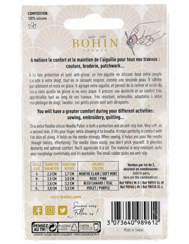 Doigtier tire-aiguilles en silicone Bohin
