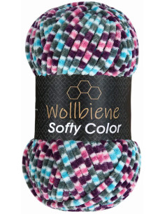 Multicolored chenille yarn Softy Color Wollbiene 2