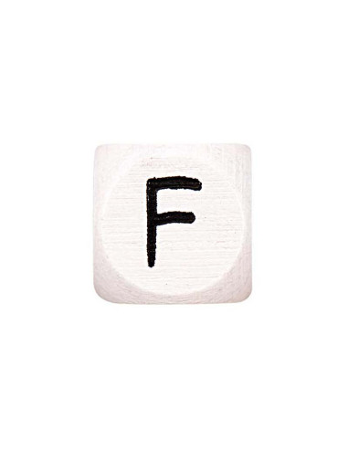 Perle lettre alphabet cube en bois blanc