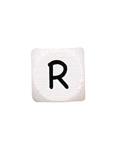 Perle lettre alphabet cube en bois blanc
