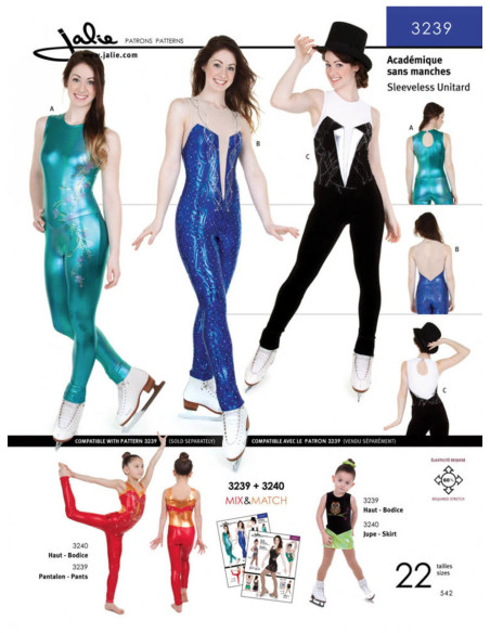 Sleeveless unitard (leotard) pattern - Jalie 3239