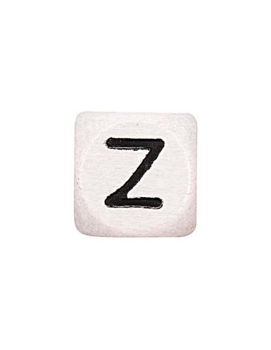 Perle lettre alphabet cube en bois blanc