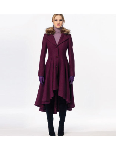 Lined coat pattern, belt, collar, and removable hood - McCall's 6800