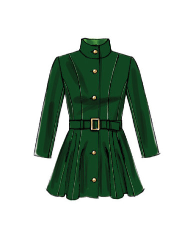 Lined coat pattern, belt, collar, and removable hood - McCall's 6800