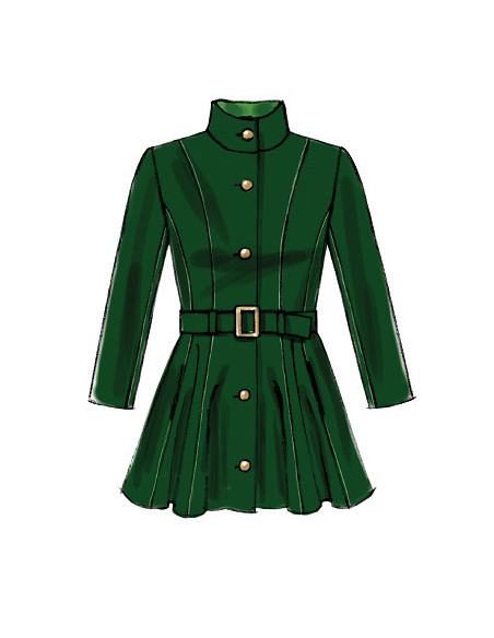 Lined coat pattern, belt, collar, and removable hood - McCall's 6800