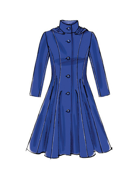 Lined coat pattern, belt, collar, and removable hood - McCall's 6800